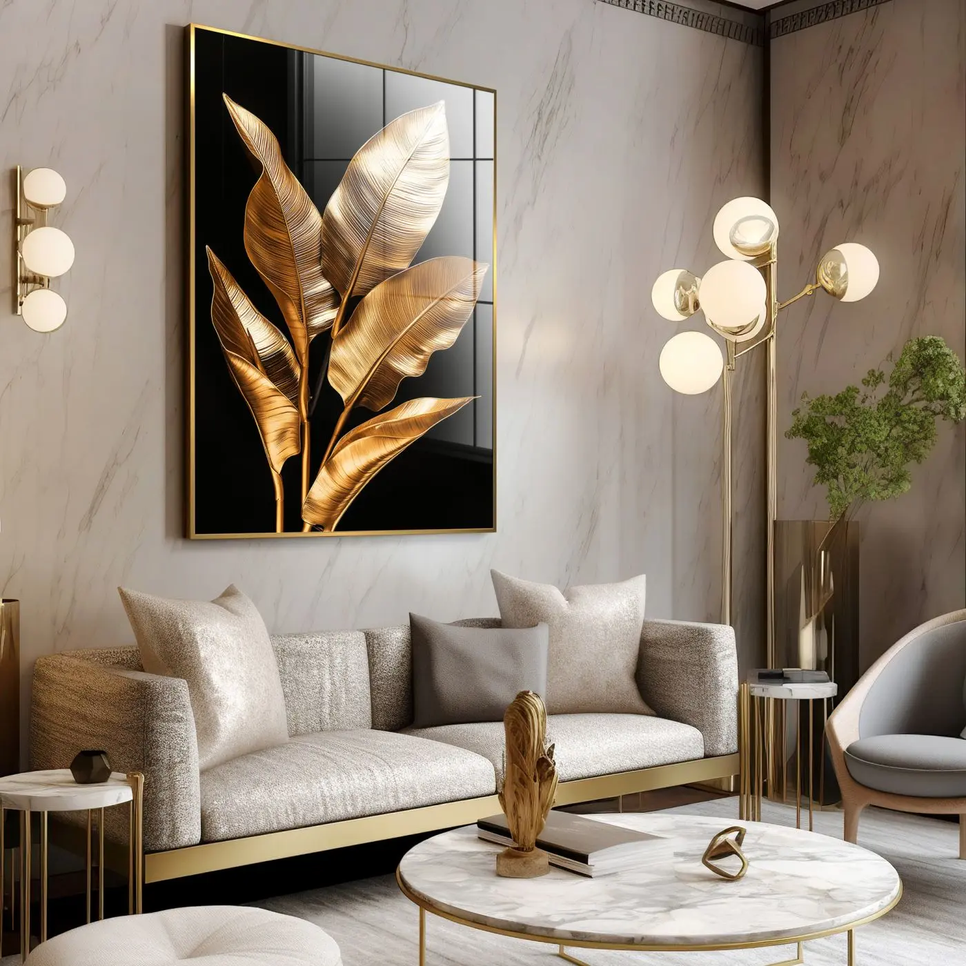 Glasbild gerahmt Gilded Strelitzia 80 x 120 cm Glasbild Gilded Strelitzia 80 x 120 cm