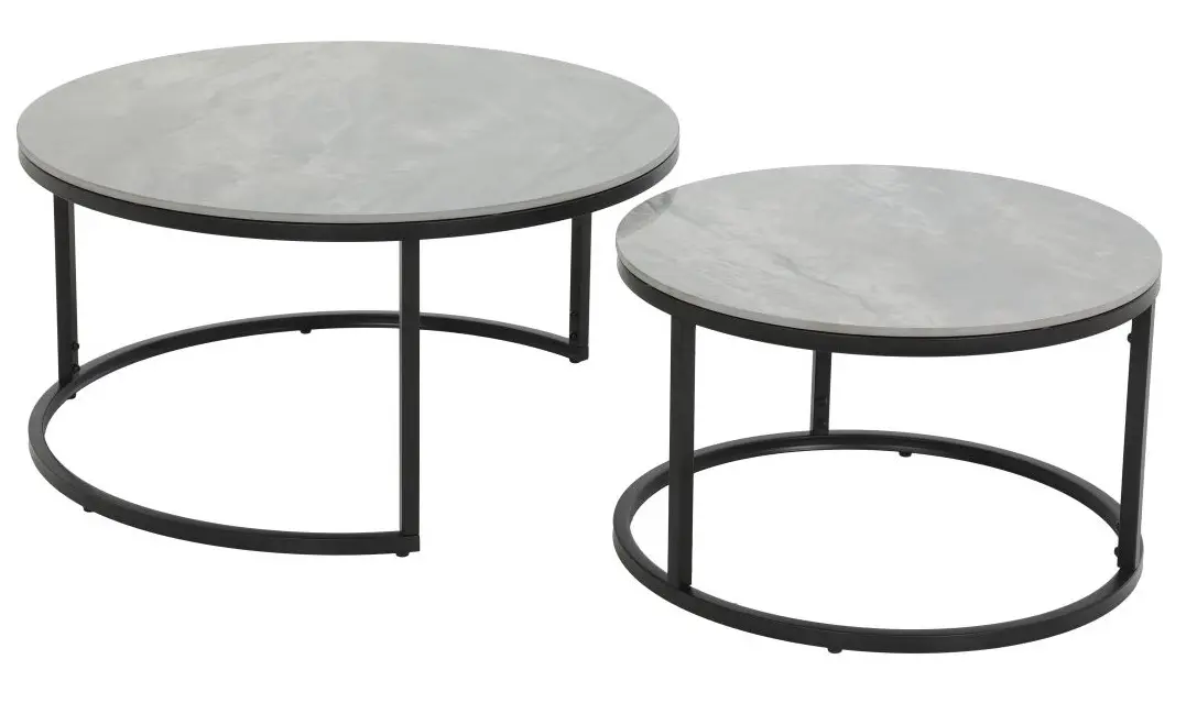 2er Set Couchtisch Luis Marmor-Optik 