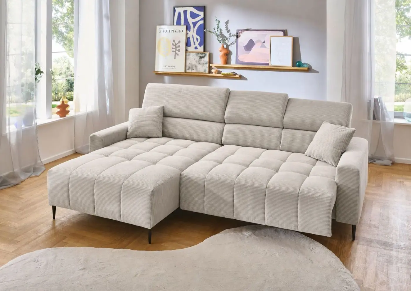 Wohnlandschaft Simple Cord sandgrau