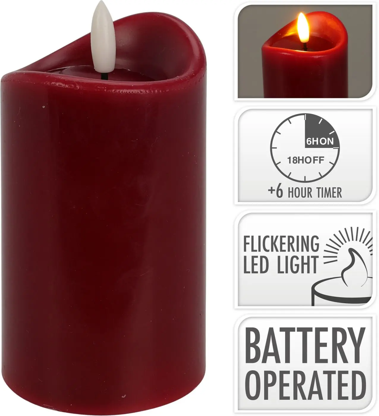 LED-Kerze dunkelrot