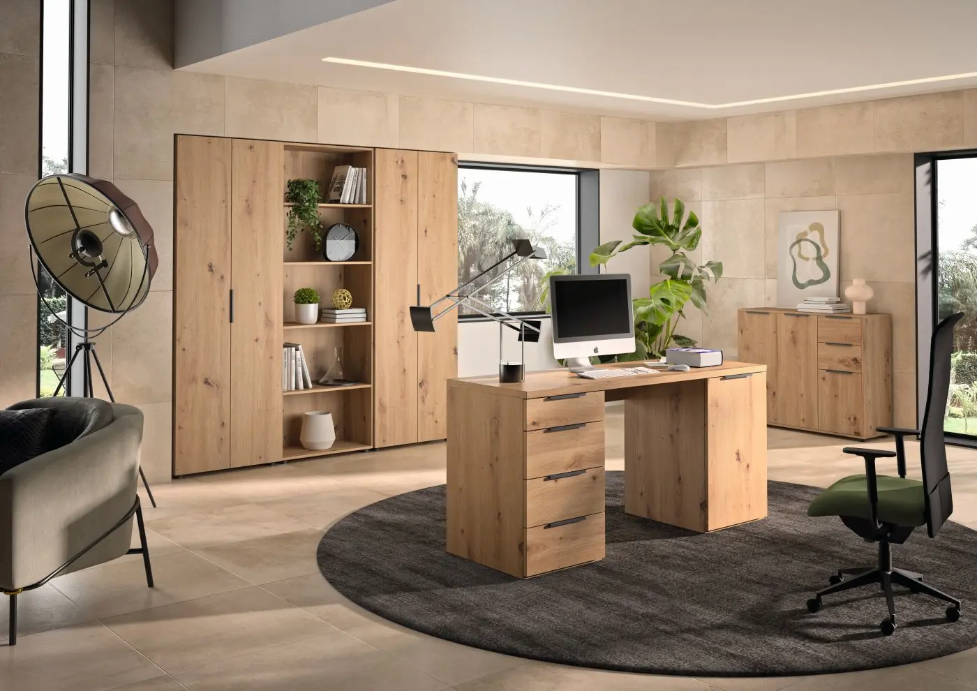 Schreibtisch Espresso 1-türig Artisan Eiche