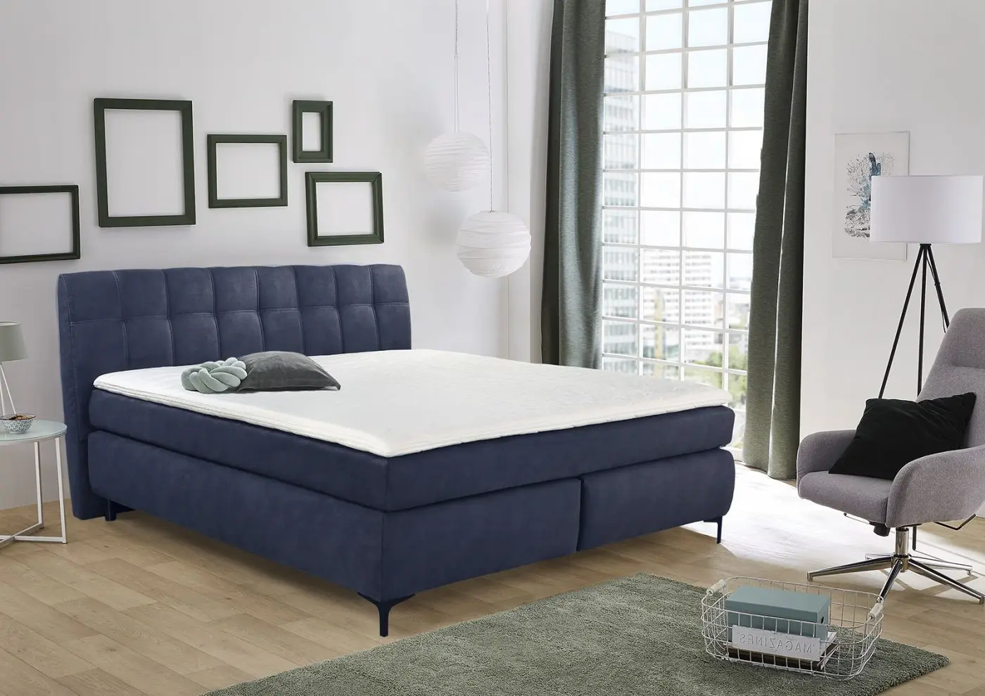 Boxspringbett Gitta blau 180 x 200 cm