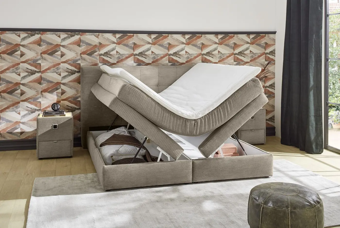 Boxspringbett Amy 180 x 200 cm Cord taupe