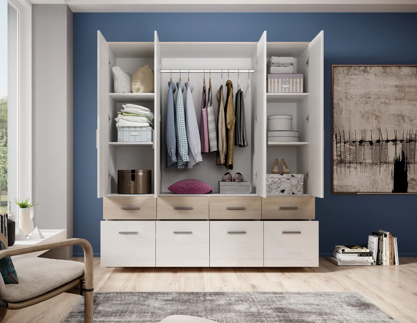 Drehtürenschrank Box Sonoma Eiche/weiß 