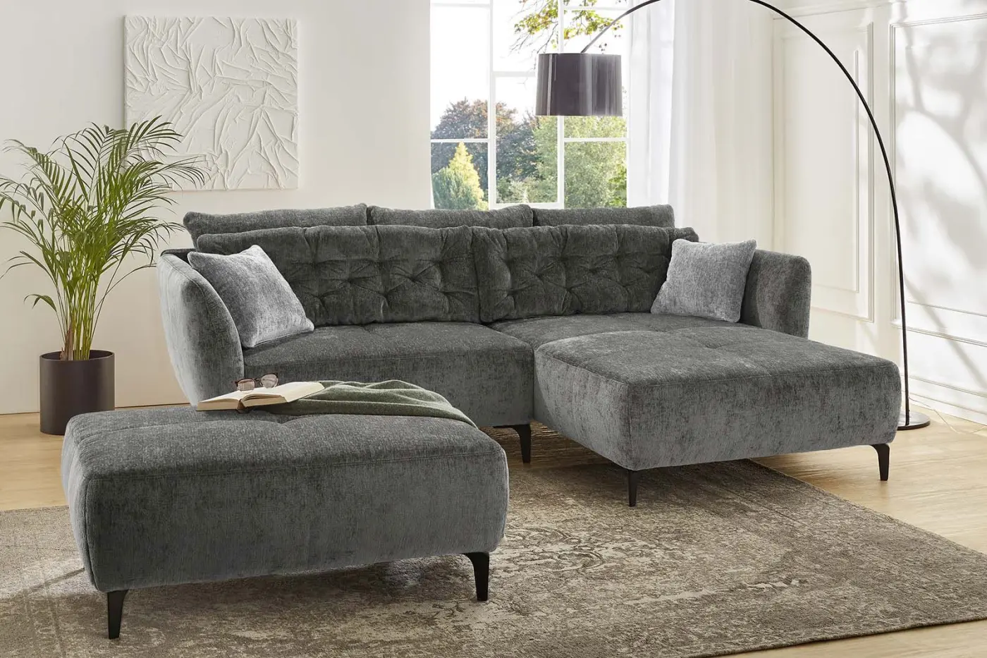 Hocker Salo Chenille grau Hocker Salo Velours grau