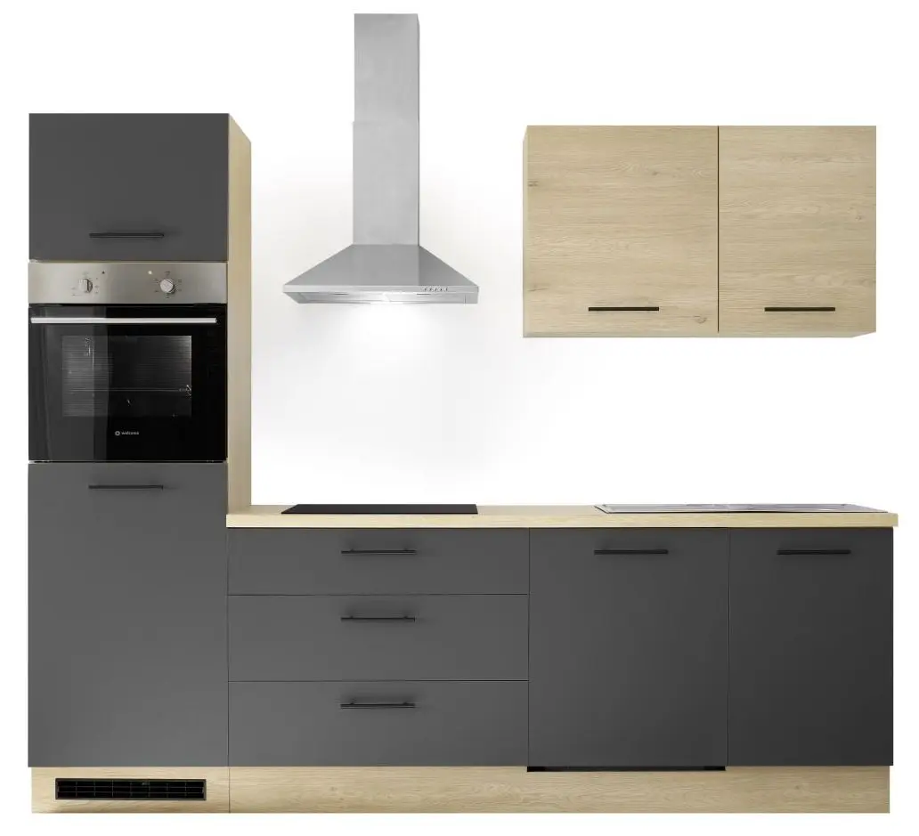 KüchenblockLandau anthrazit/Cremona Eiche mit E-Geräten KüchenblockLandau anthrazit/Cremona Eiche mit E-Geräten