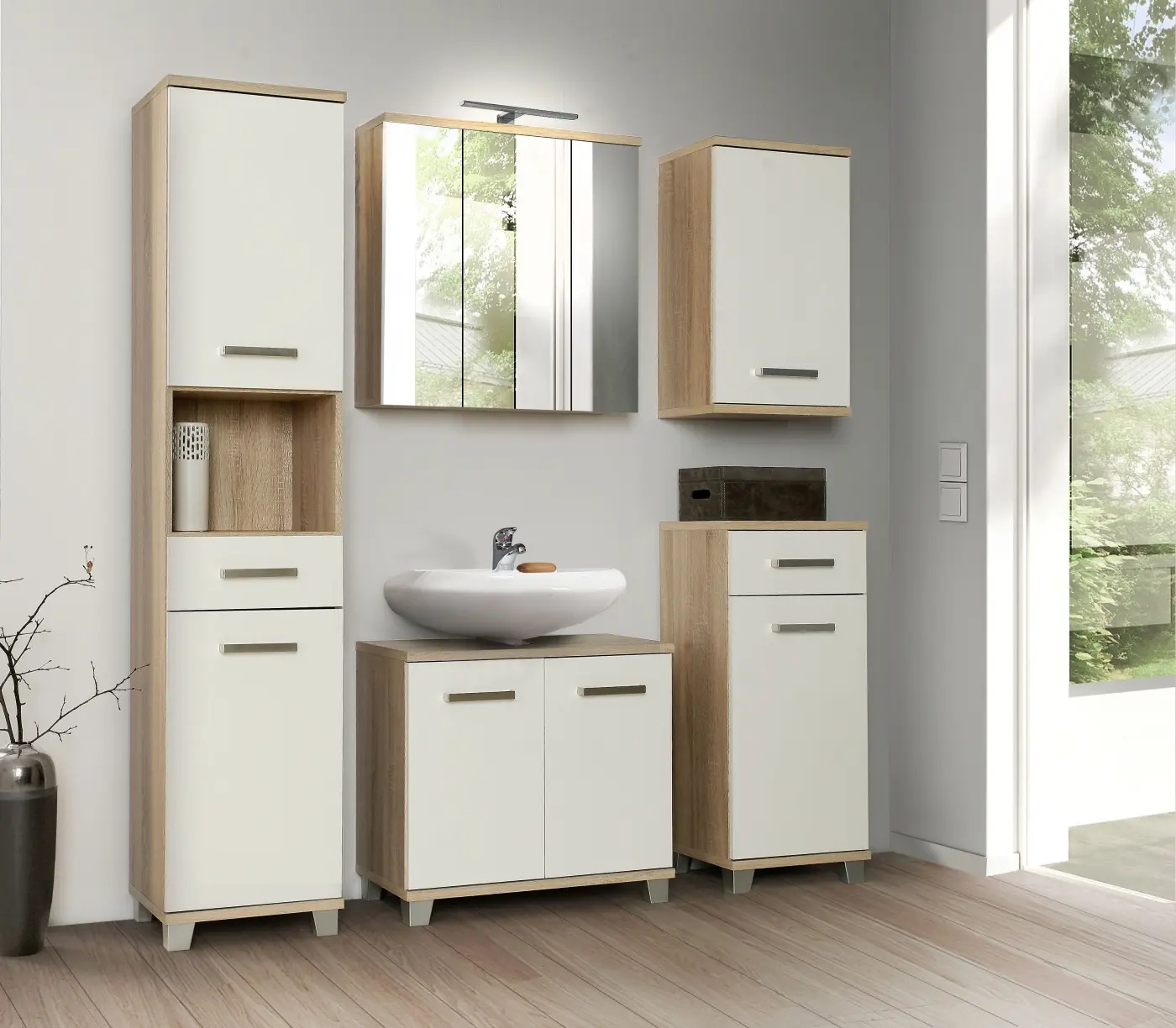 Badhängeschrank Veris Sonoma Eiche/weiß