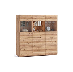 Highboard aus Massivholz mit Holz- Glastüren