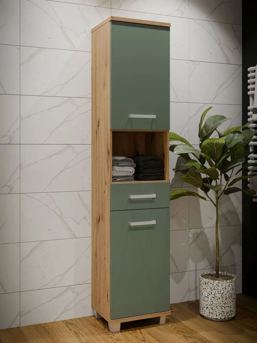 Badhochschrank Veris Artisan Eiche/salbei