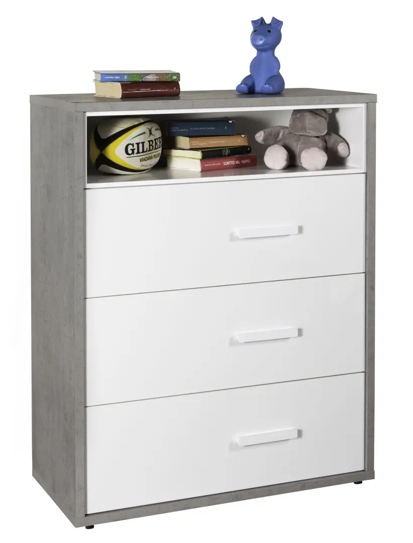 Kommode Mi Piace Betonoptik/weiß Hochglanz