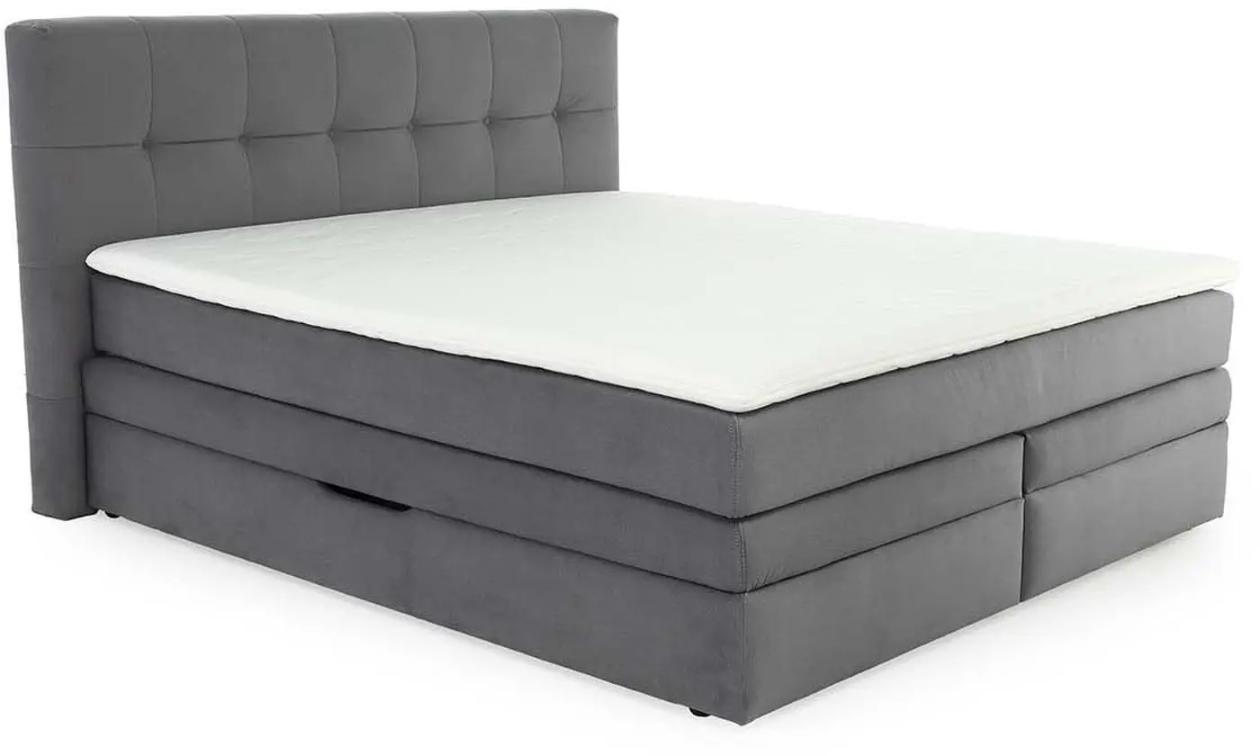 Boxspringbett Amy 180 x 200 cm samtähnlich grau