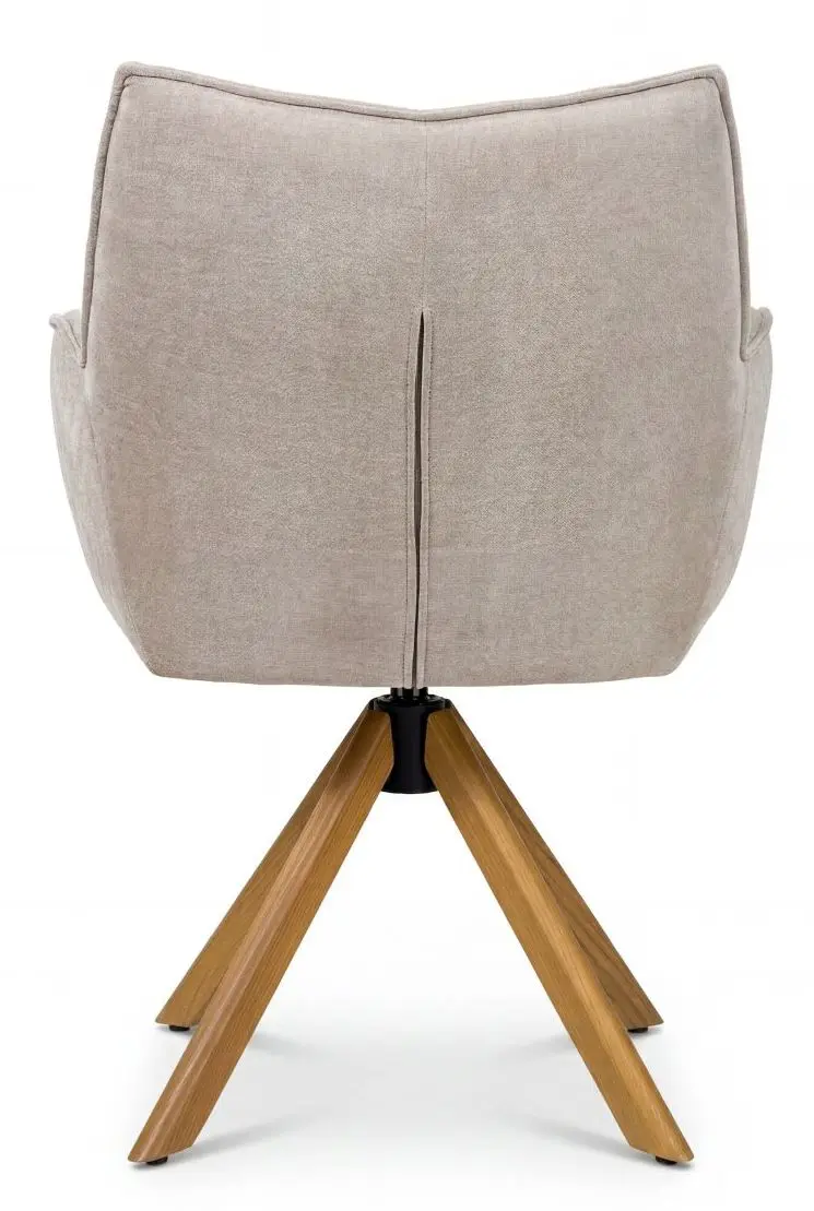 Armlehnstuhl Paxos beige Massivholzgestell drehbar
