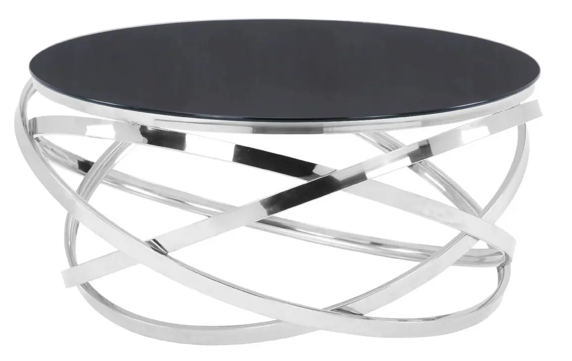 Couchtisch C61 rund mit Schwarzglas-Platte