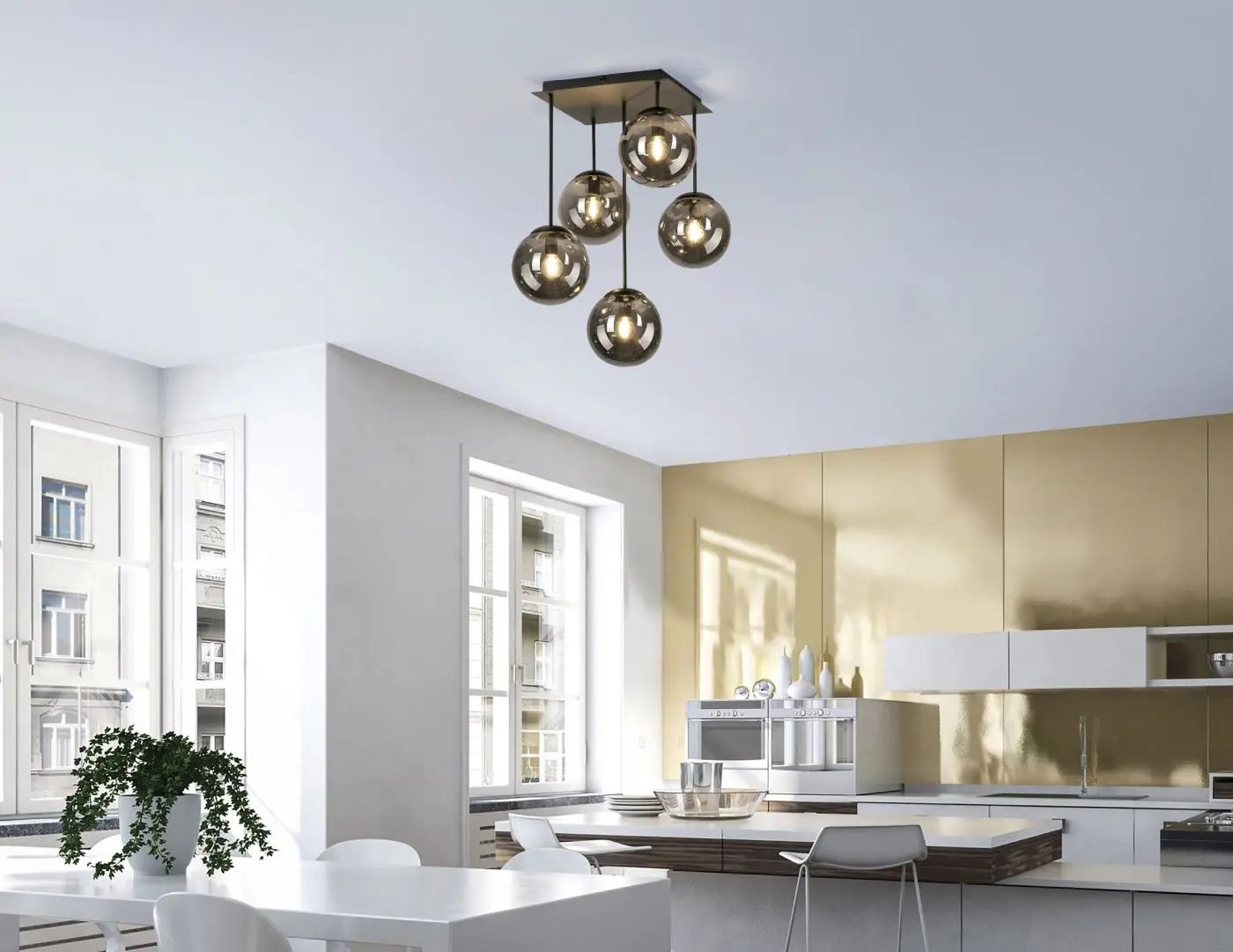 Deckenleuchte Big Widow Glaskugeln schwarz