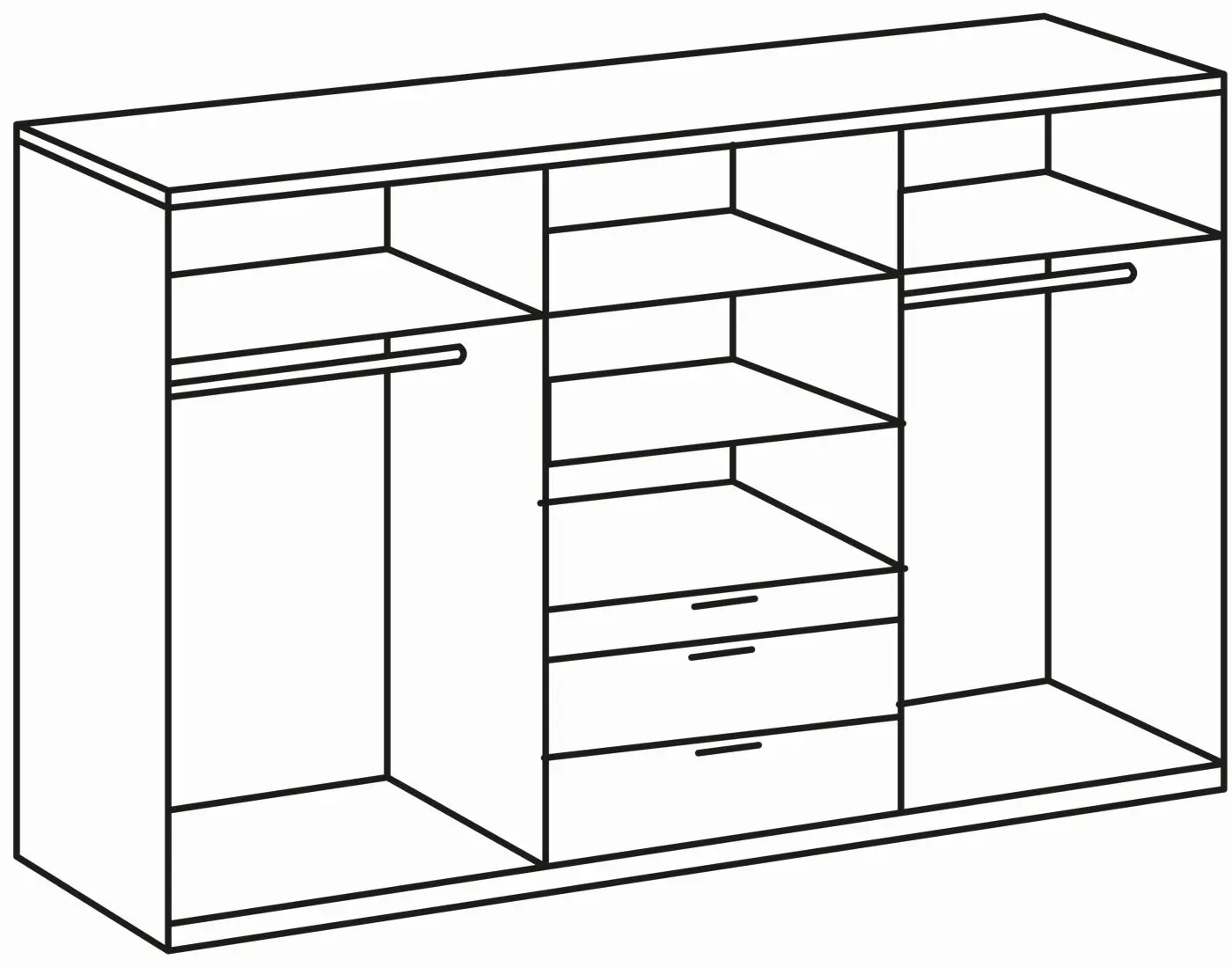 Drehtürenschrank New York 6-türig weiß/Plankeneiche