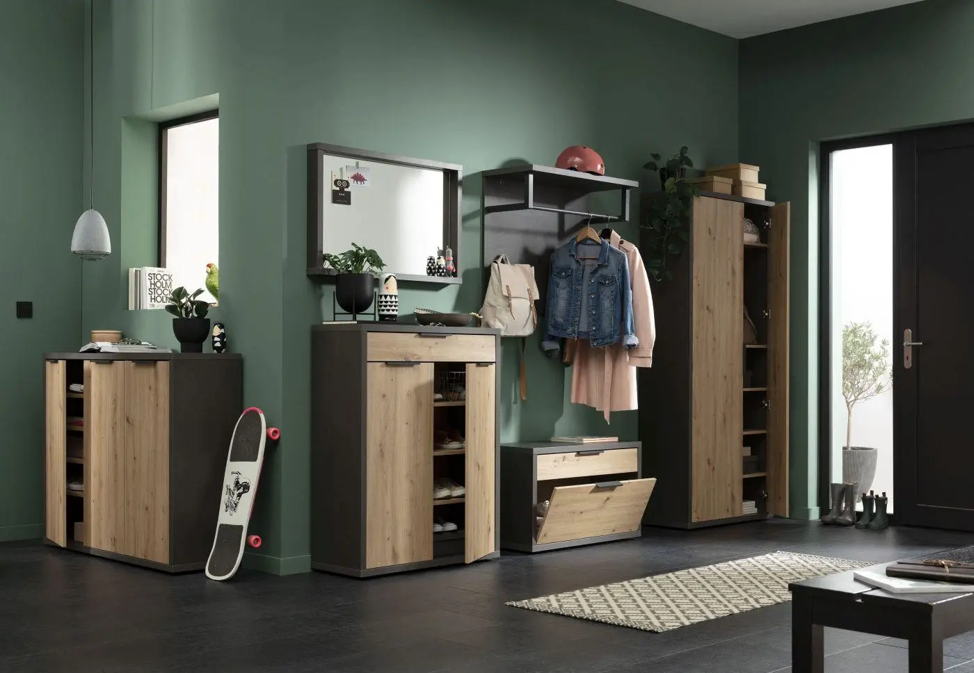 Garderobenpaneel Segno steingrau