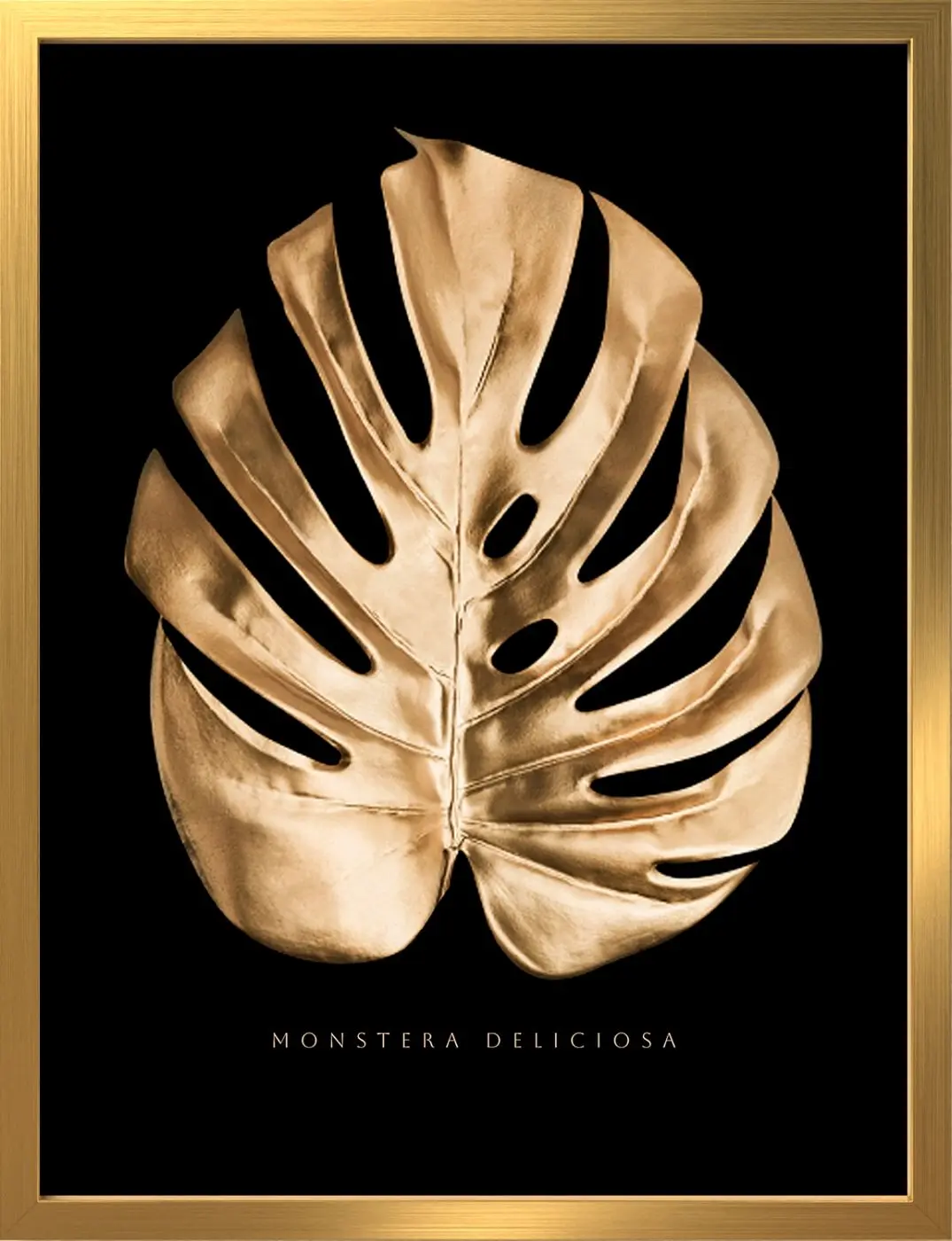 Bild gerahmt Gold monstera 30 x 40 cm