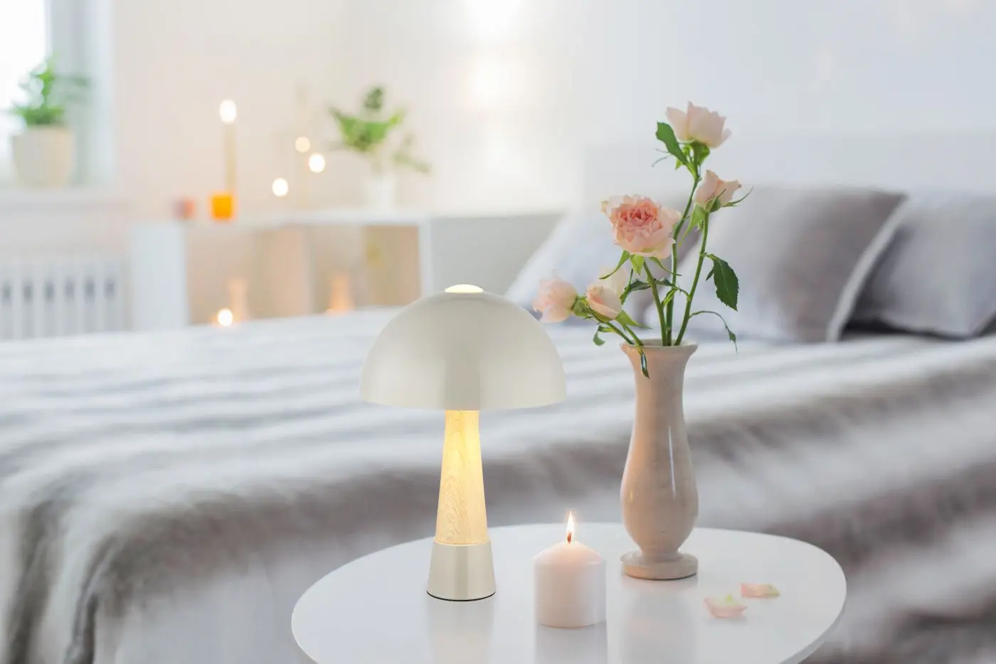 Tischleuchte Paulin grau matt