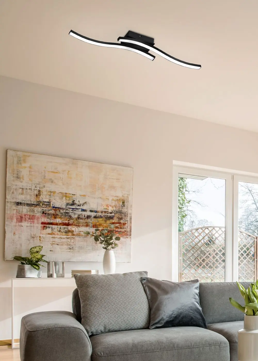 LED-Deckenleuchte Route 2-flg. mattschwarz