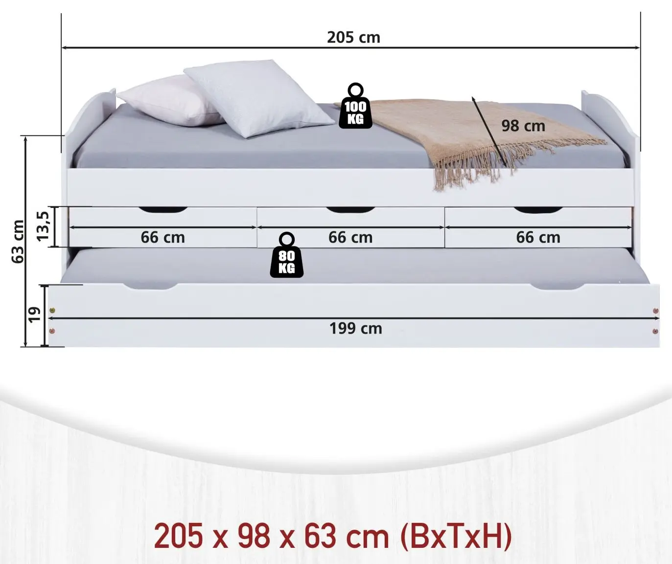 Funktionsbett Ulli 90 x 200 cm