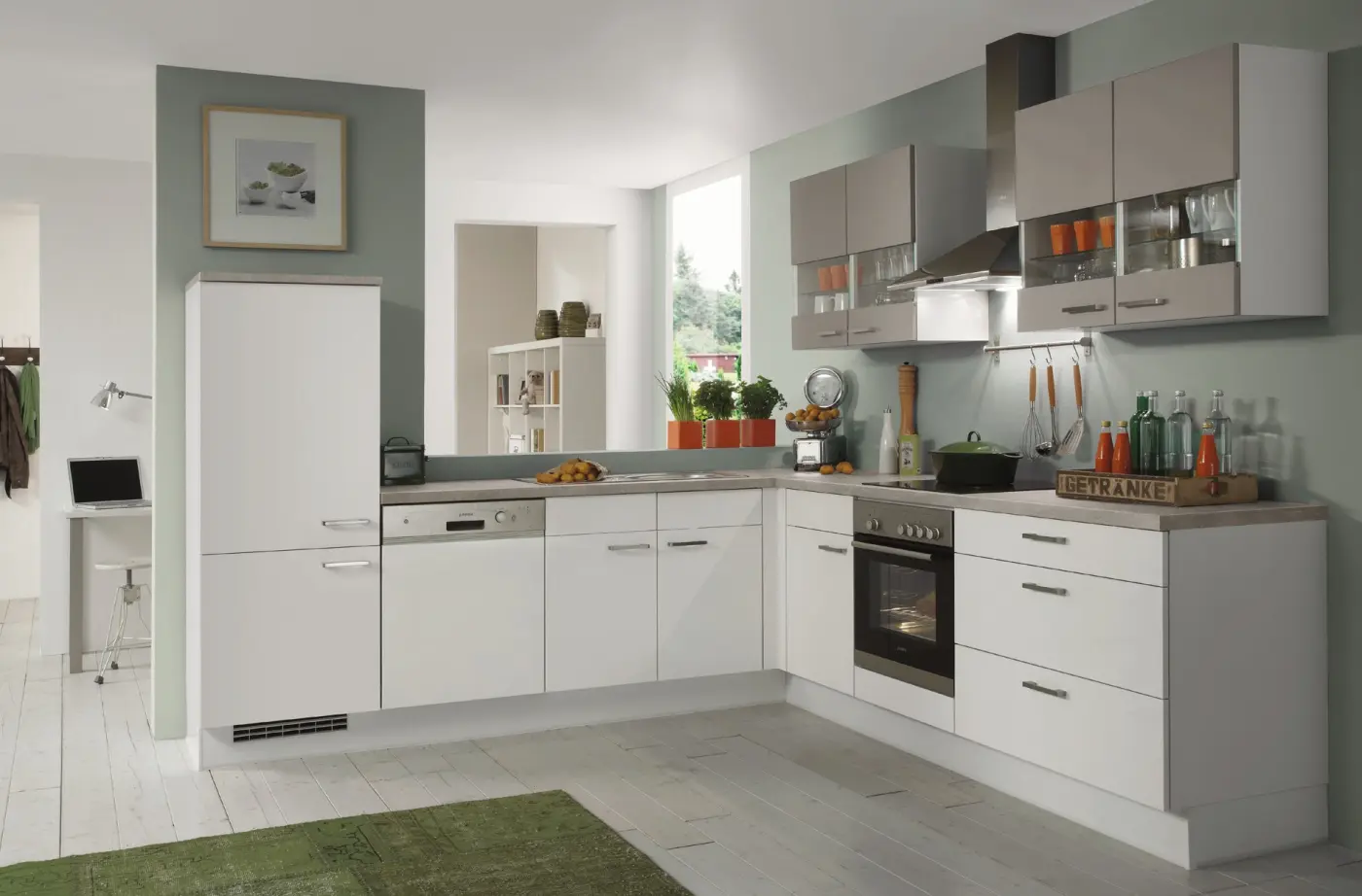 Winkelküche nobilia Senso Lack Alpinweiß