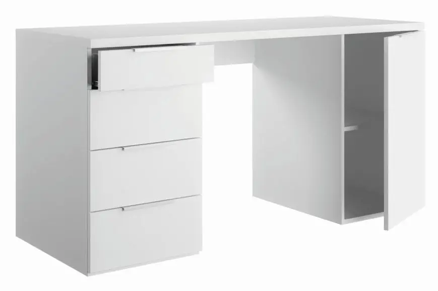 Schreibtisch Espresso 1-türig weiß matt
