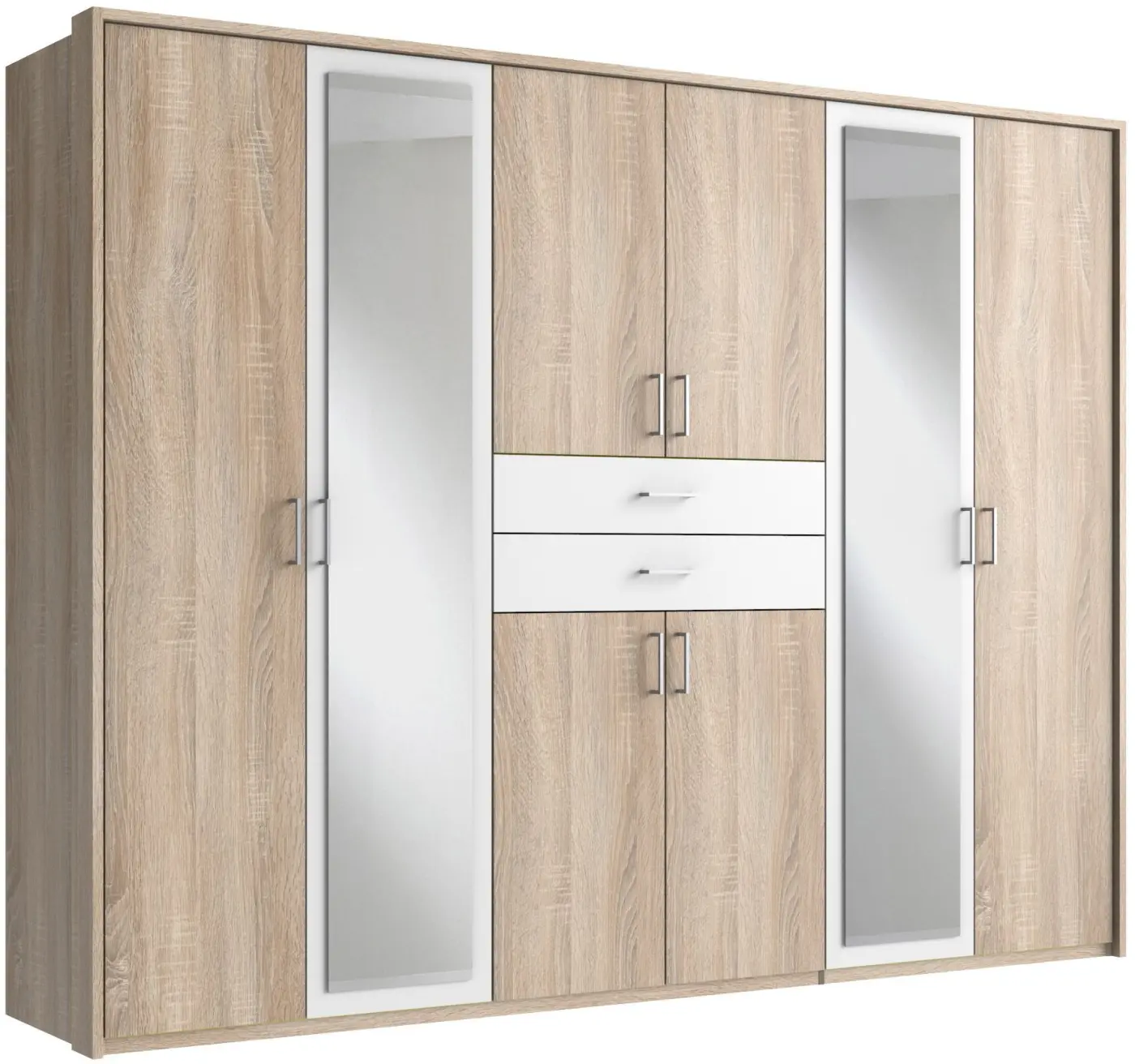 Drehtürenschrank Diver 8-türig Sägerau Eiche/weiß