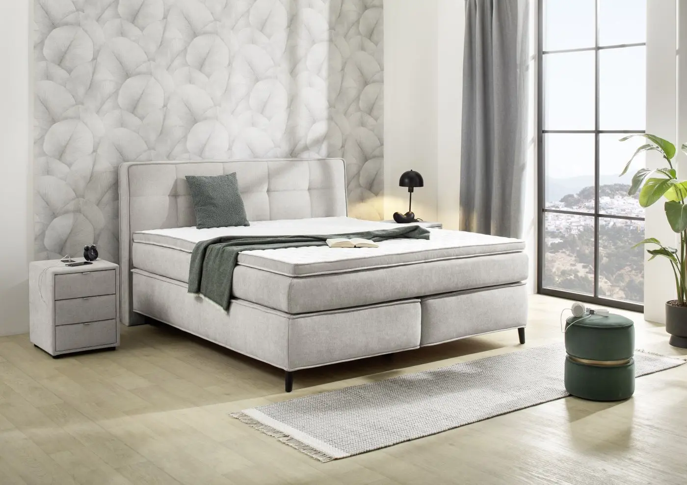 Boxspringbett Capello in greige 180 x 200 