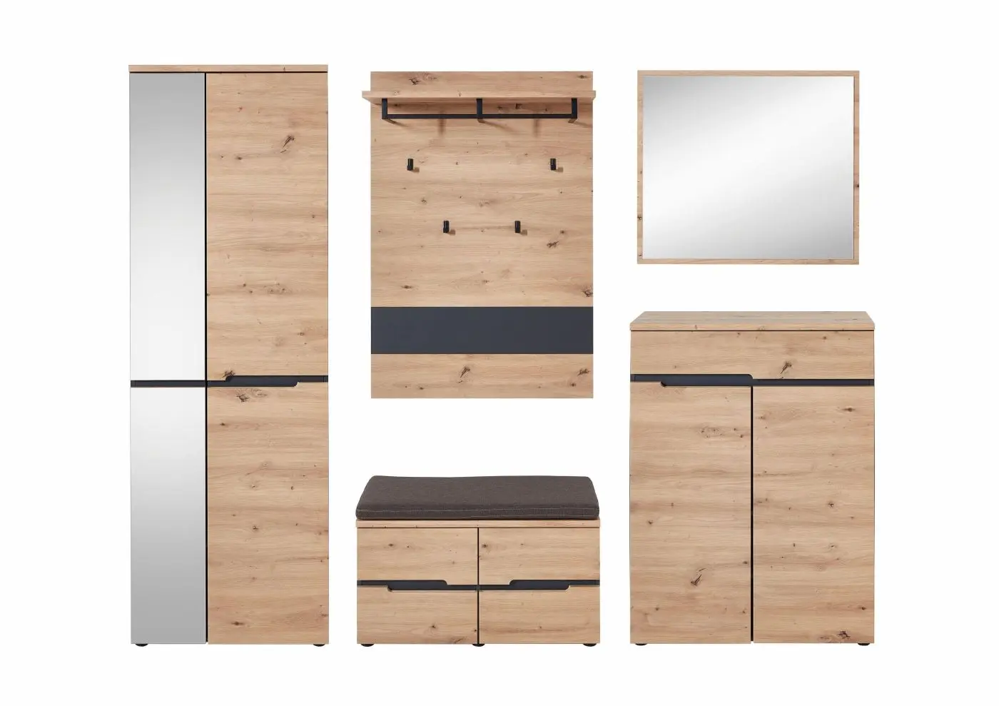 Garderobenschrank Memphis Artisan Eiche / graphit