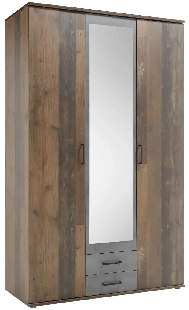 Drehtürenschrank Chicago 3-türig Old Style dunkel/Betonoxid Drehtürenschrank Chicago 3-türig Old Style dunkel/Betonoxid