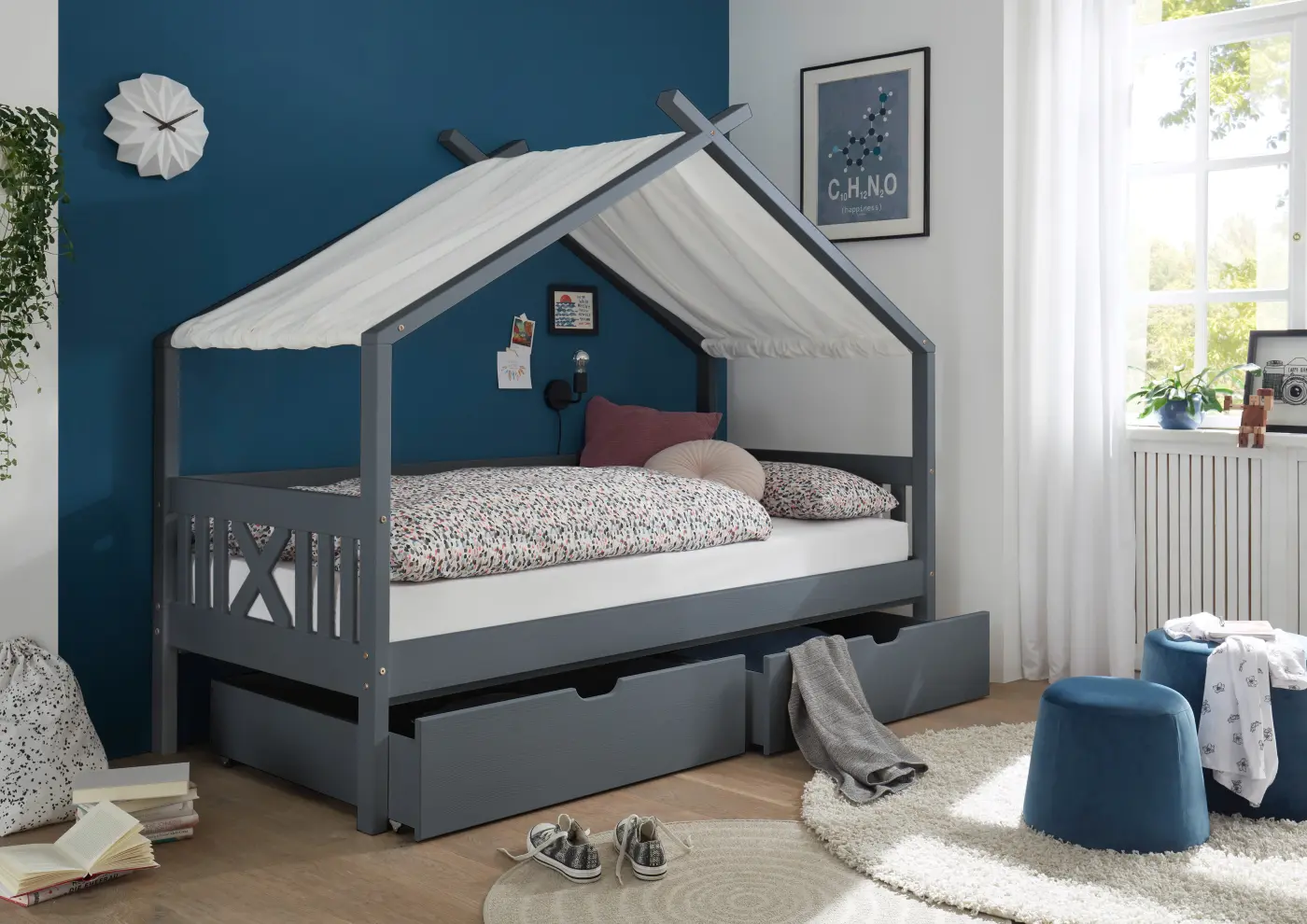 Bett Juletta mit Himmelvorrichtung 90 x 200 cm