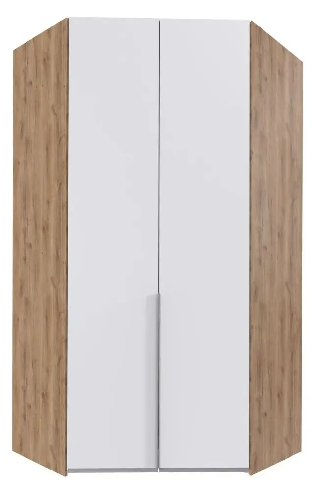 Eckschrank New York 2-türig weiß/Plankeneiche