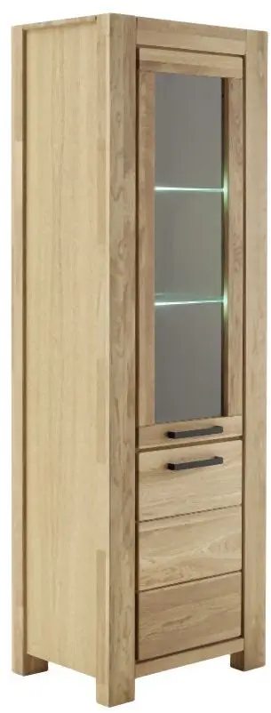 Vitrine links Silias Wildeiche massiv