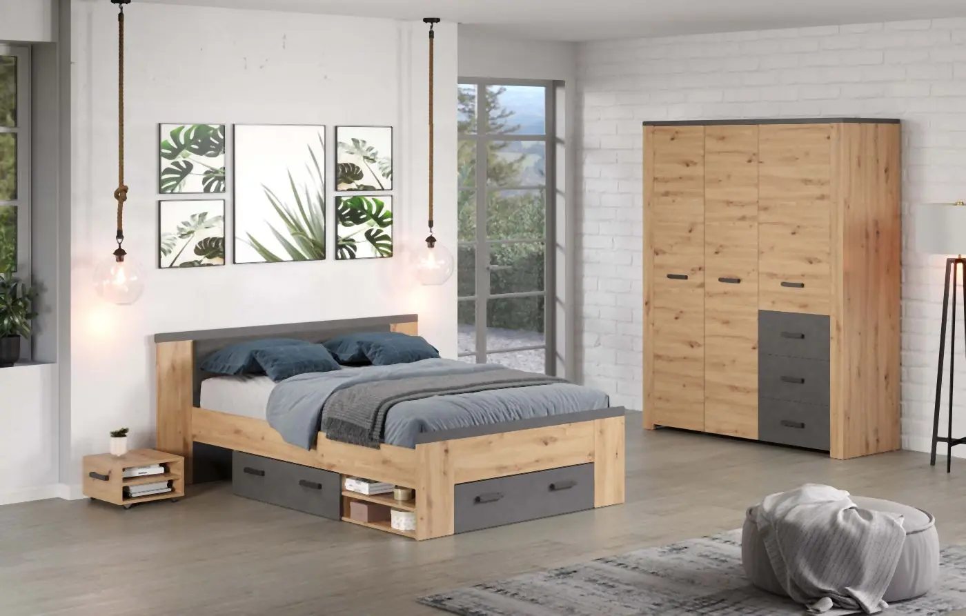 Bett Follow 180 x 200 Artisan Eiche / Matera