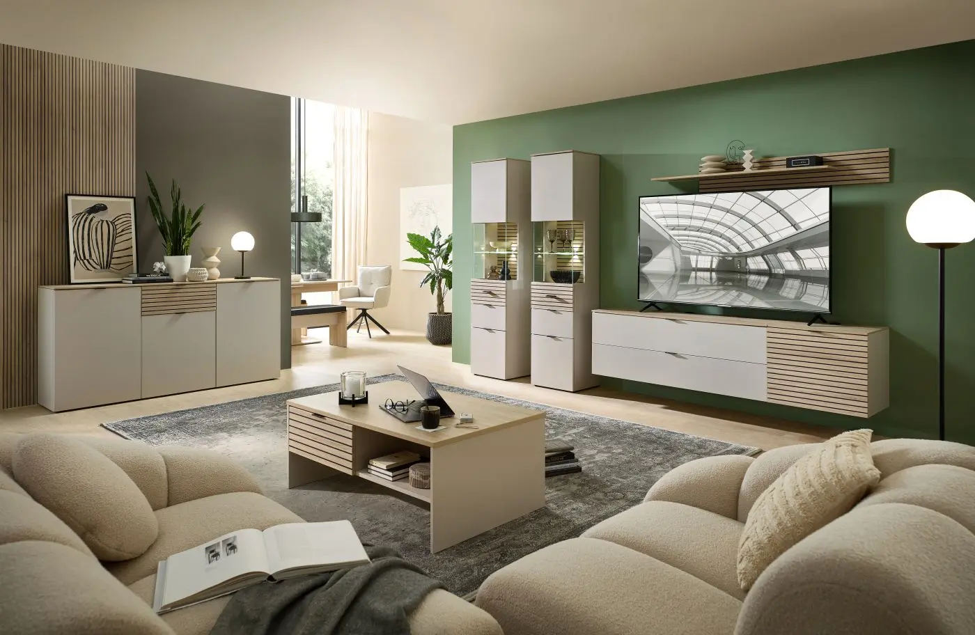 TV-Lowboard Ina Kaschmir/Riva Eiche