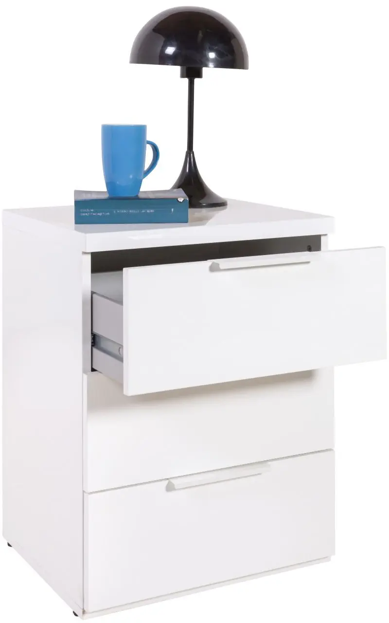 Boxspring-Nachtkommode weiß Hochglanz
