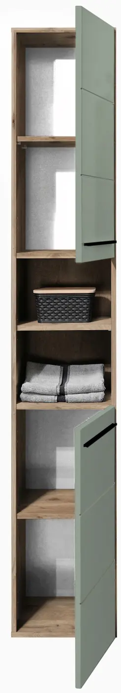 Hochschrank Vista schilfgrün/Viking Eiche