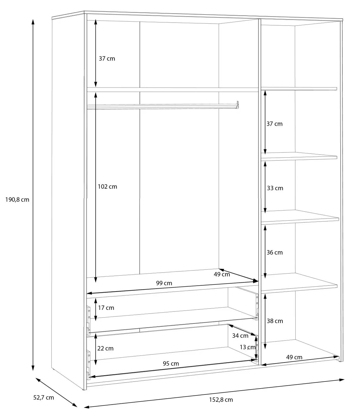 Drehtürenschrank Culgoa weiß / Artisan Eiche Drehtürenschrank Culgoa in weiß / Artisan Eiche