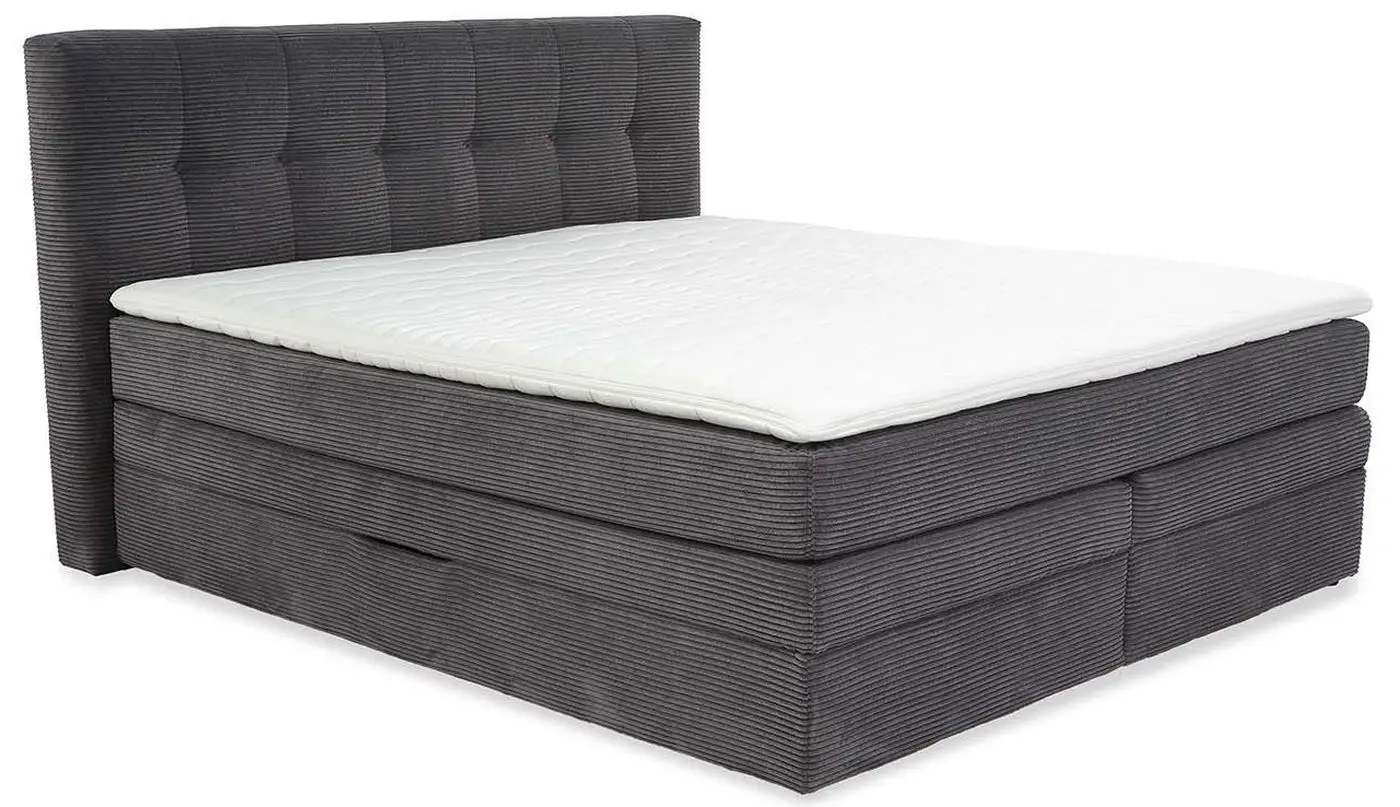 Boxspringbett Amy 180 x 200 cm Cord grau