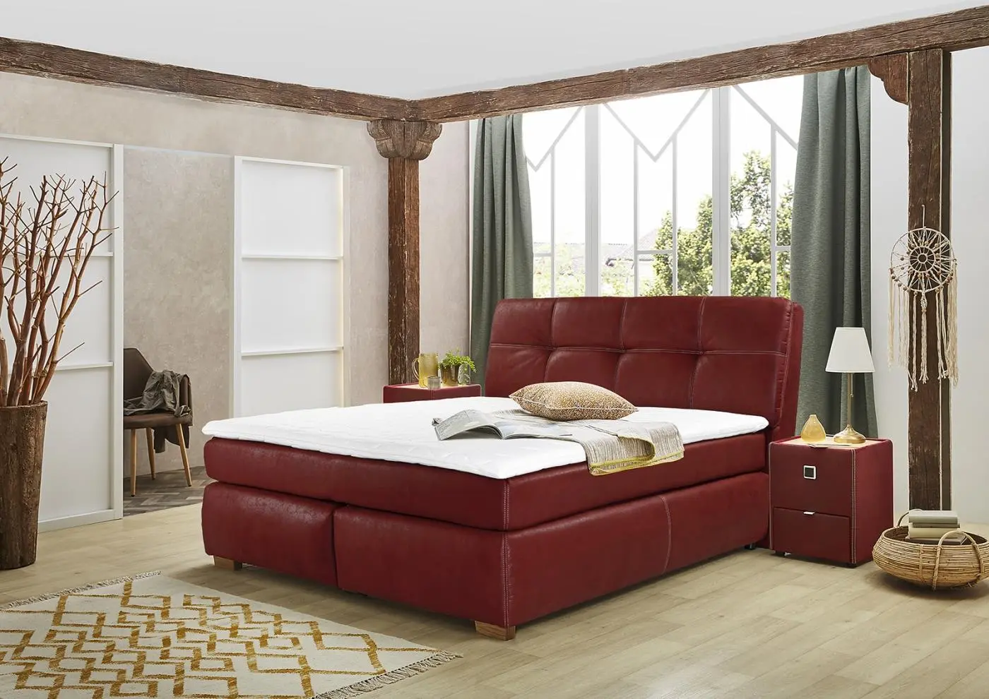 Boxspringbett Chiara 180 x 200 cm rot