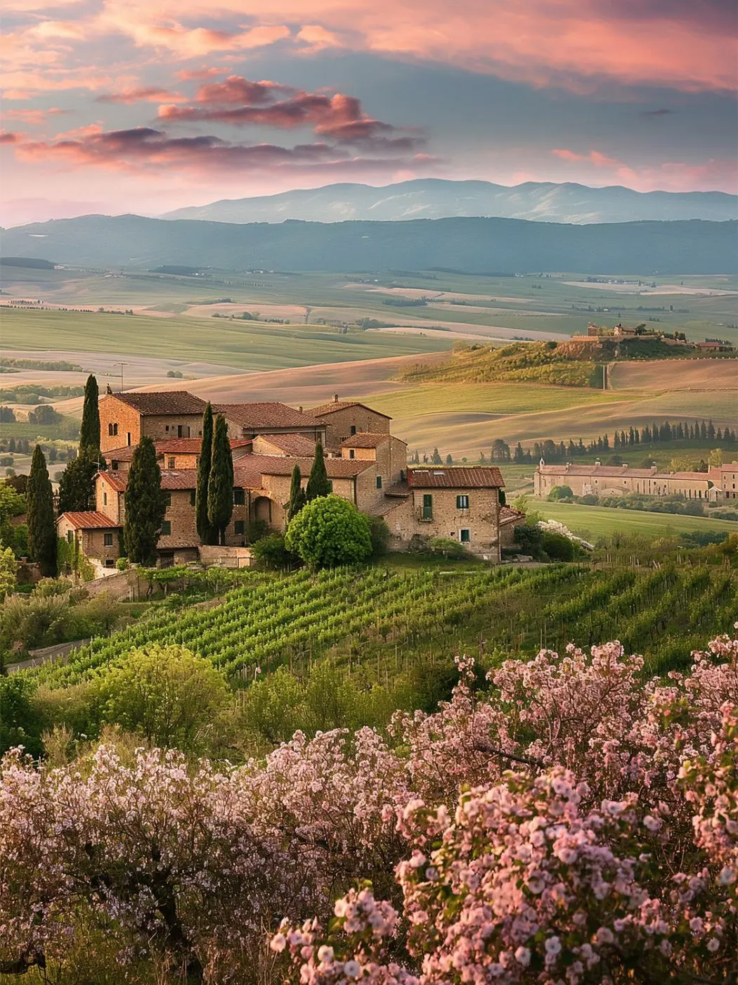 Leinwandbild Pink Tuscany 60 x 80 cm