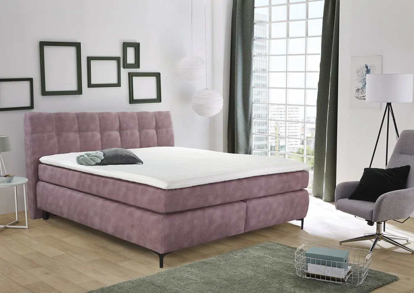Boxspringbett Gitta rosa 180 x 200 cm