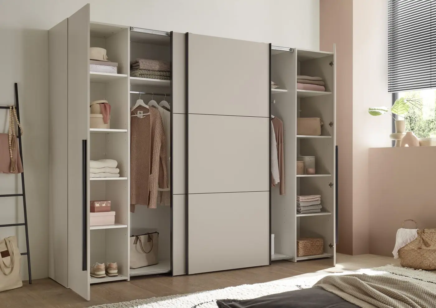 Dreh-/Schwebetürenschrank Maturs 4-türig kaschmir