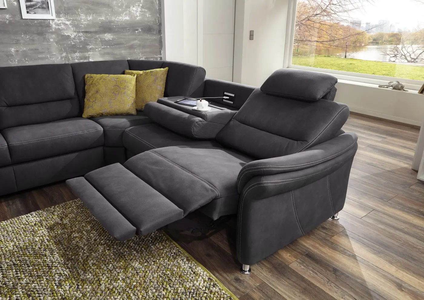 Wohnlandschaft couchliebe. LS672117 grau mit Zusatzfunktionen