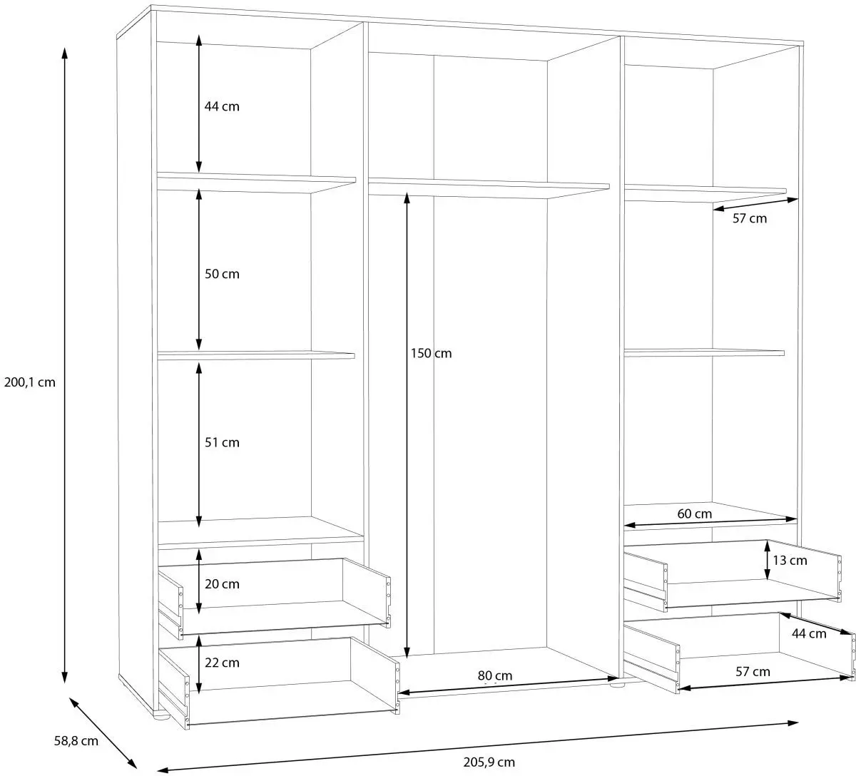 Drehtürenschrank Mokkaris 4-türig Artisan Eiche