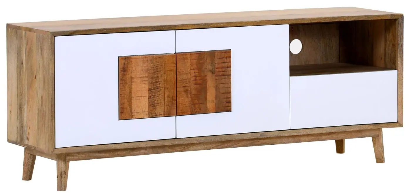 TV-Lowboard Tavole Mango massiv/weiß