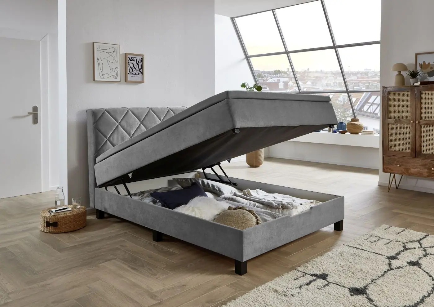 Boxbett Jeff 120 x 200 cm silber