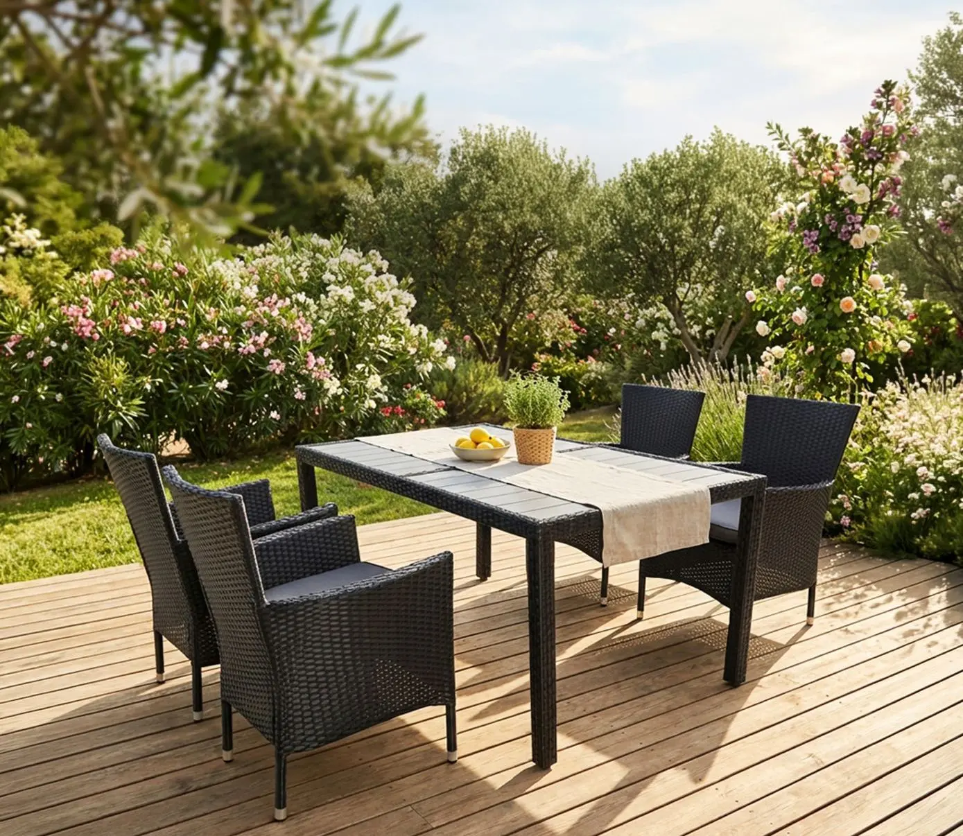 Outdoor-Sitzgruppe mit Tisch grau