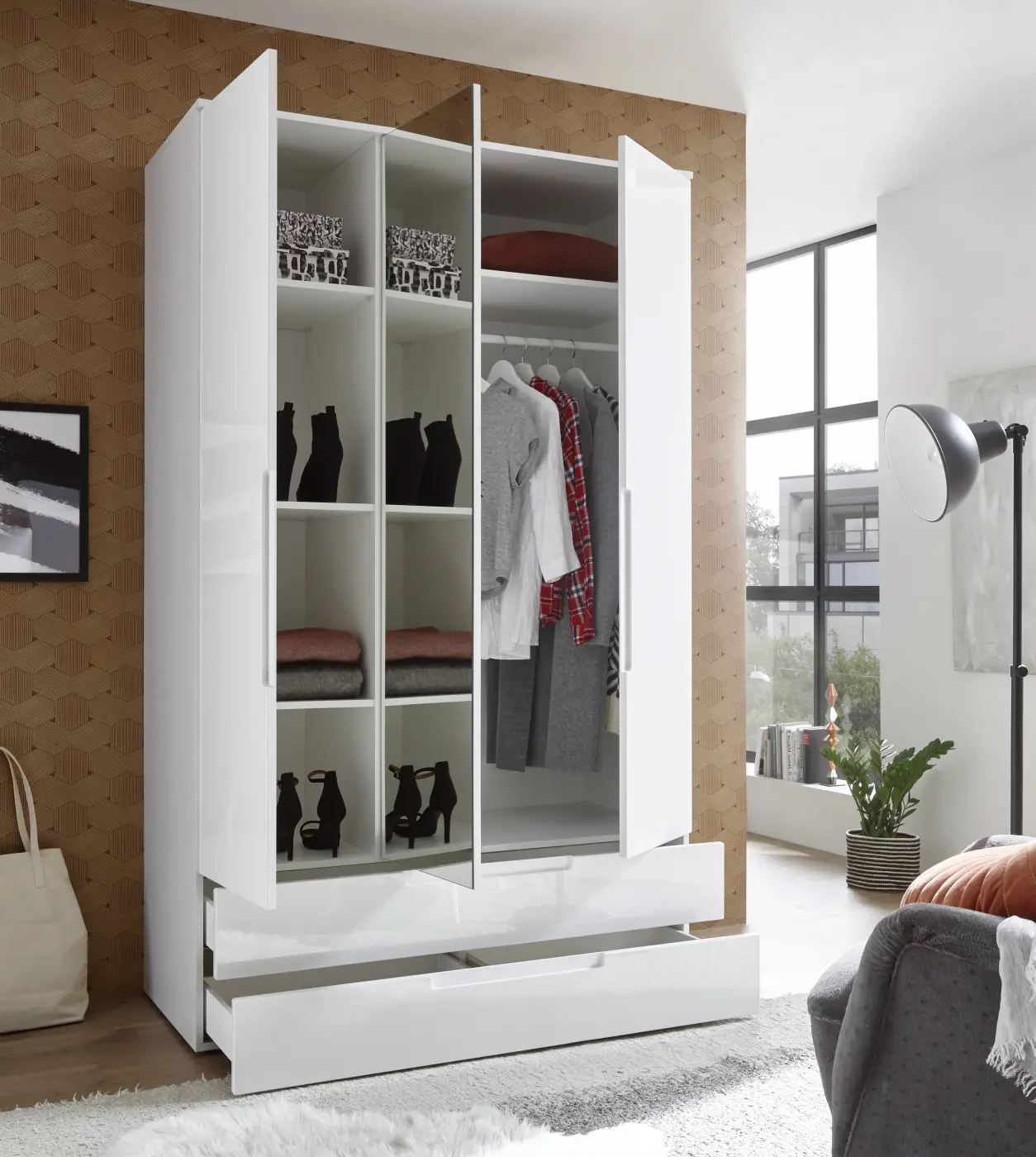 Drehtürenschrank Spice 3-türig weiß