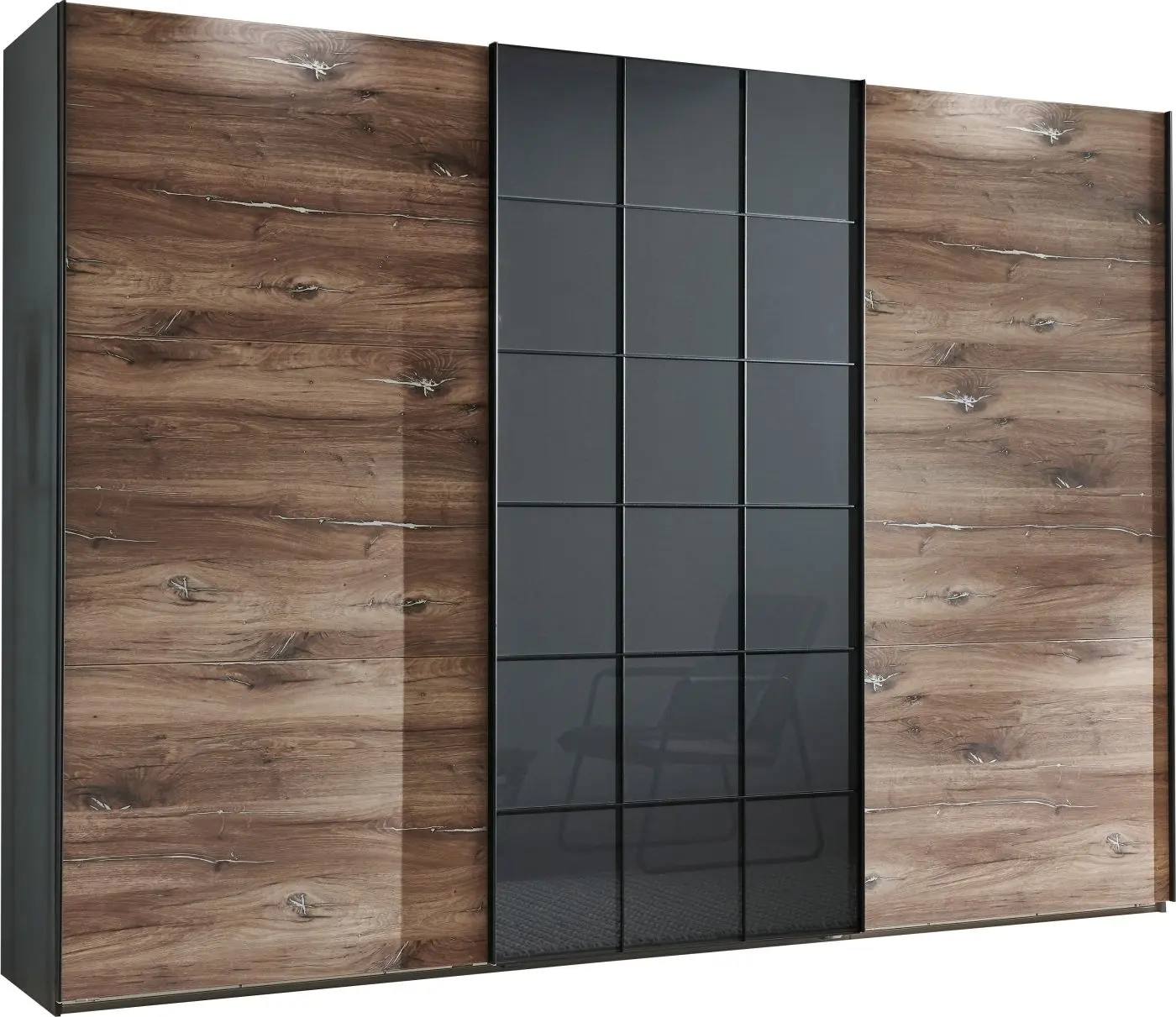 Schwebetürenschrank Toronto 3-türig Flagstaff Eiche/graphit